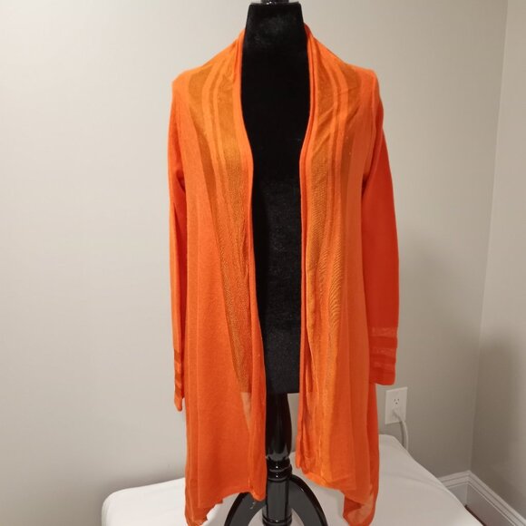 TED BAKER BRIGHT ORANGE LONSLEEVE WRAP CARDIGAN WITH SHEER PANELS WOMEN SIZE S - Picture 1 of 12